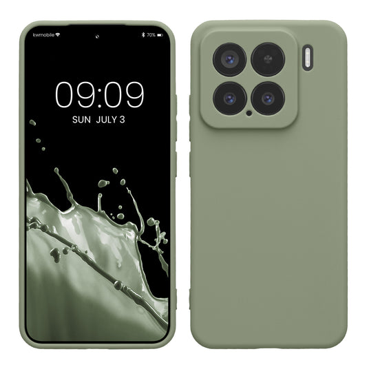 kwmobile Handyhülle für Xiaomi 15 Hülle - weiches Handy Silikon Case - Schutzhülle Cover - Graugrün Graugrün  
