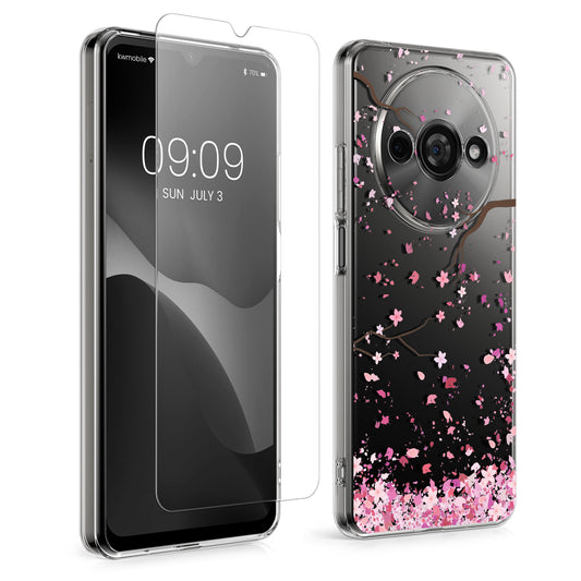 kwmobile Case Compatible with Xiaomi Redmi A3 Phone Case - With Glass Screen Protector