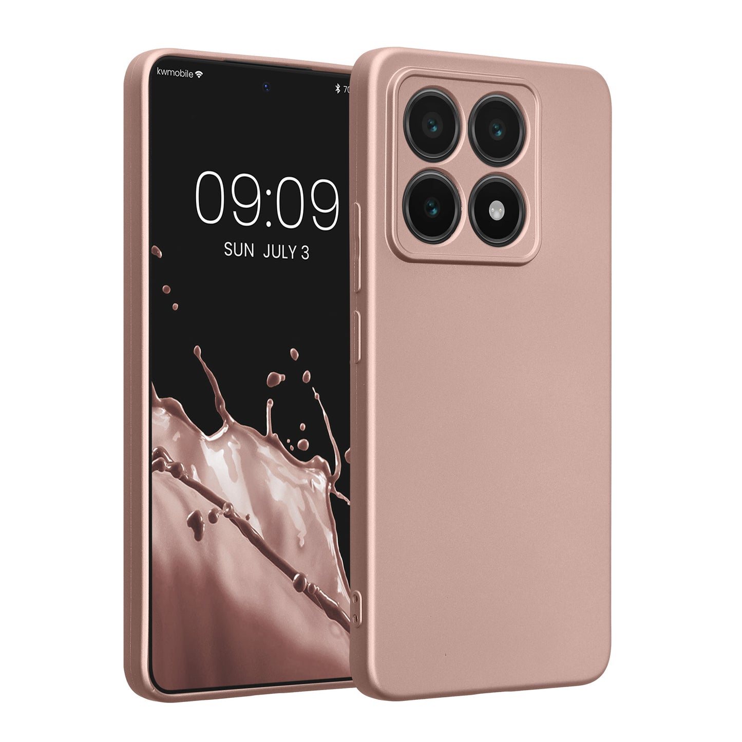 kwmobile Handyhülle für Xiaomi 14T Hülle - weiche Silikon Case metallisch schimmernd - Schutzhülle Cover - Metallic Rosegold Metallic Rosegold  