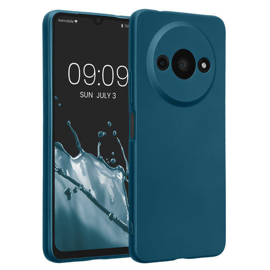 kwmobile Handyhülle für Xiaomi Redmi A3 Hülle - weiche Silikon Case metallisch schimmernd - Schutzhülle Cover - Metallic Karibikblau Metallic Karibikblau  