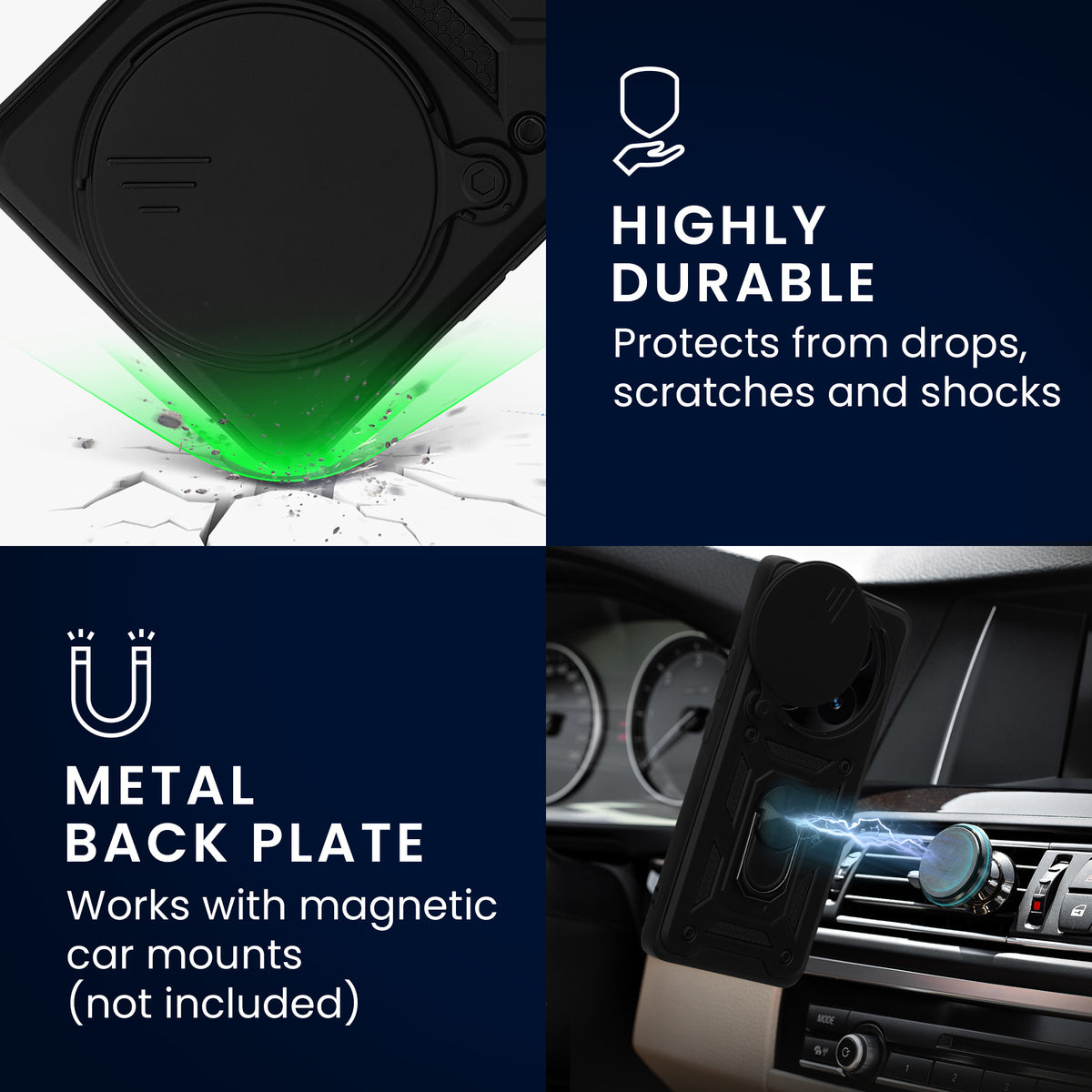 Xiaomi Redmi Note 14 Pro 5G / Poco X7 Phone Case with Ring Holder and 2 Screen Protectors