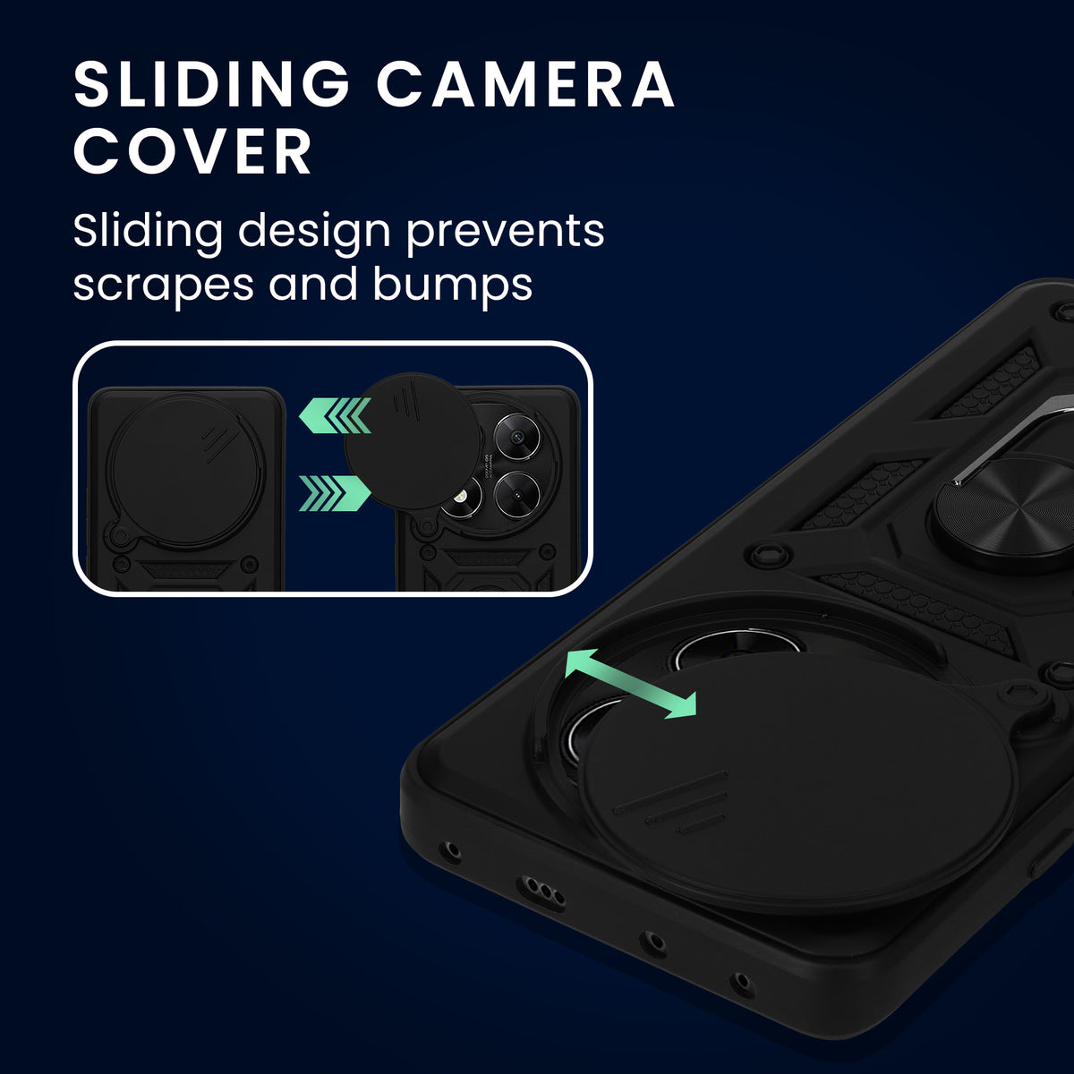 Xiaomi Redmi Note 14 Pro 5G / Poco X7 Phone Case with Ring Holder and 2 Screen Protectors