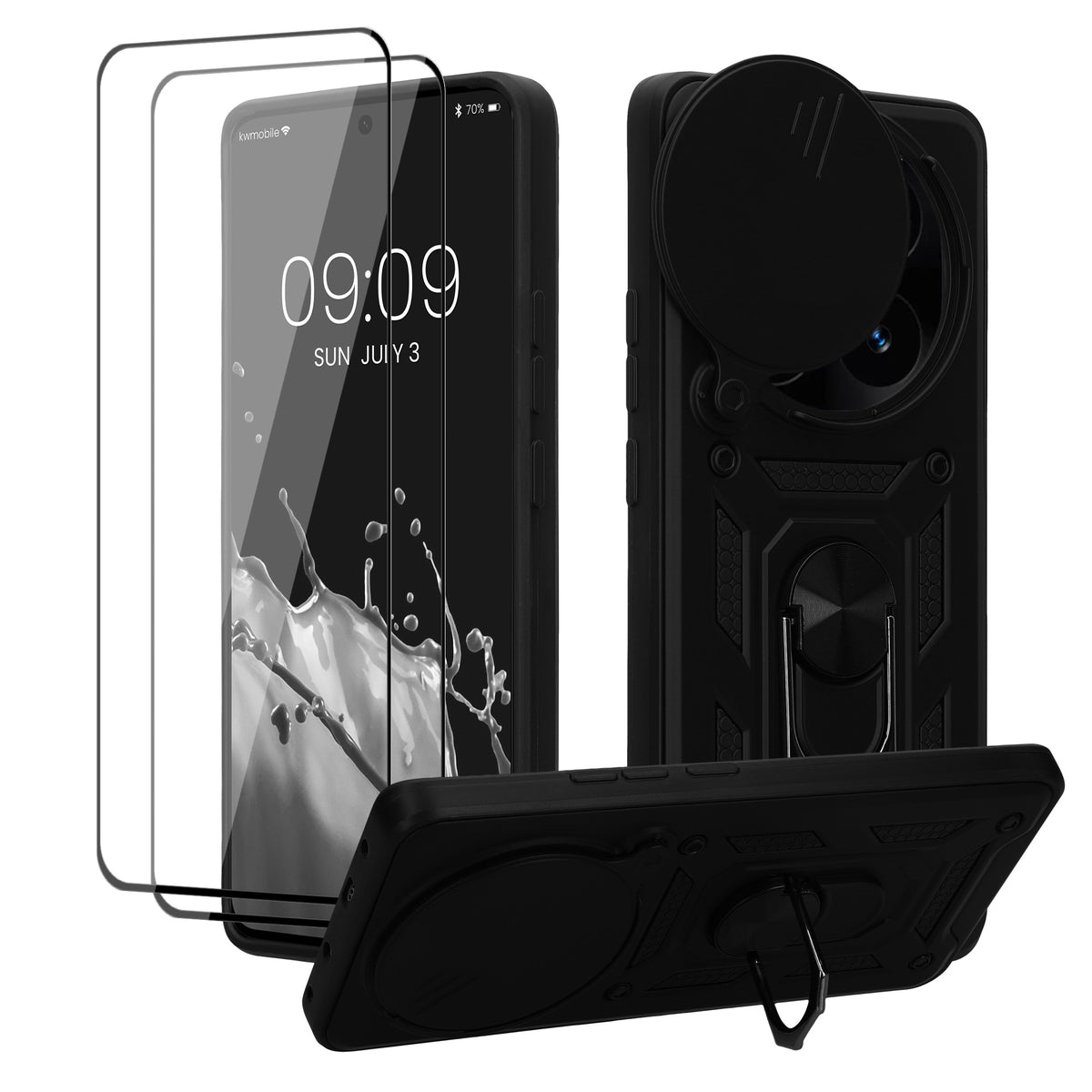Xiaomi Redmi Note 14 Pro 5G / Poco X7 Phone Case with Ring Holder and 2 Screen Protectors