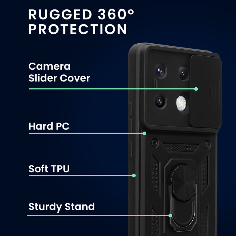 Xiaomi Redmi Note 13 Pro 5G / Poco X6 5G Phone Case with Ring Holder and Camera Cover + 2x Screen Protector