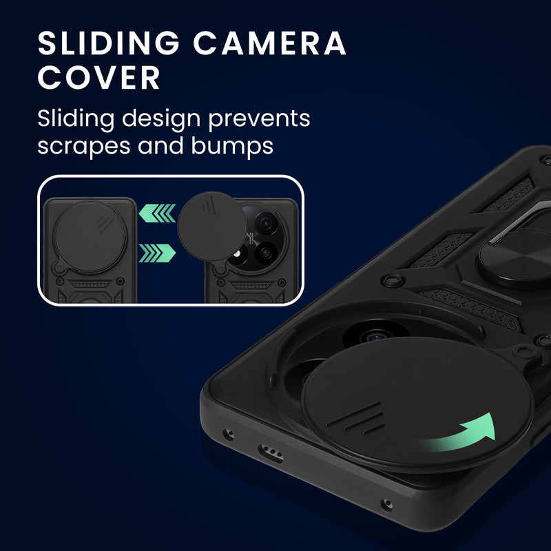 kwmobile Case for Xiaomi Redmi Note 14 Pro+ 5G / Redmi Note 14 Pro Plus 5G - Phone Cover with 2 Screen Protectors - Camera Cover and Ring Holder - Robust Cover