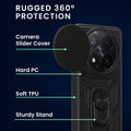 kwmobile Case for Xiaomi Redmi Note 14 Pro+ 5G / Redmi Note 14 Pro Plus 5G - Phone Cover with 2 Screen Protectors - Camera Cover and Ring Holder - Robust Cover