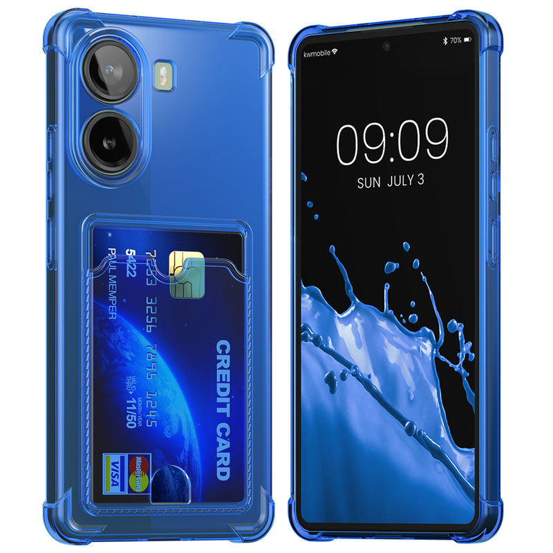 kwmobile Hülle mit Kartenfach kompatibel mit Xiaomi Poco X7 Pro 5G - Handyhülle Poco X7 Pro 5G mit Kartenfach - Soft Case - Schutzhülle in Blau Blau  