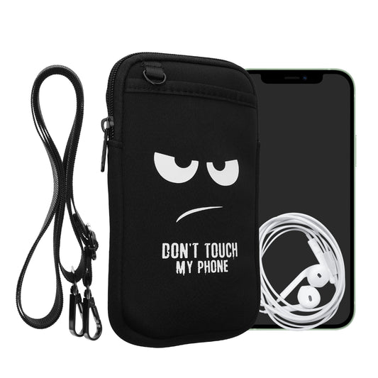 kwmobile Crossbody Phone Bag for 7" Cell Phone Case Shoulder Bag for Mobile Phone Cell Phone Protection with Pockets Don't touch my Phone