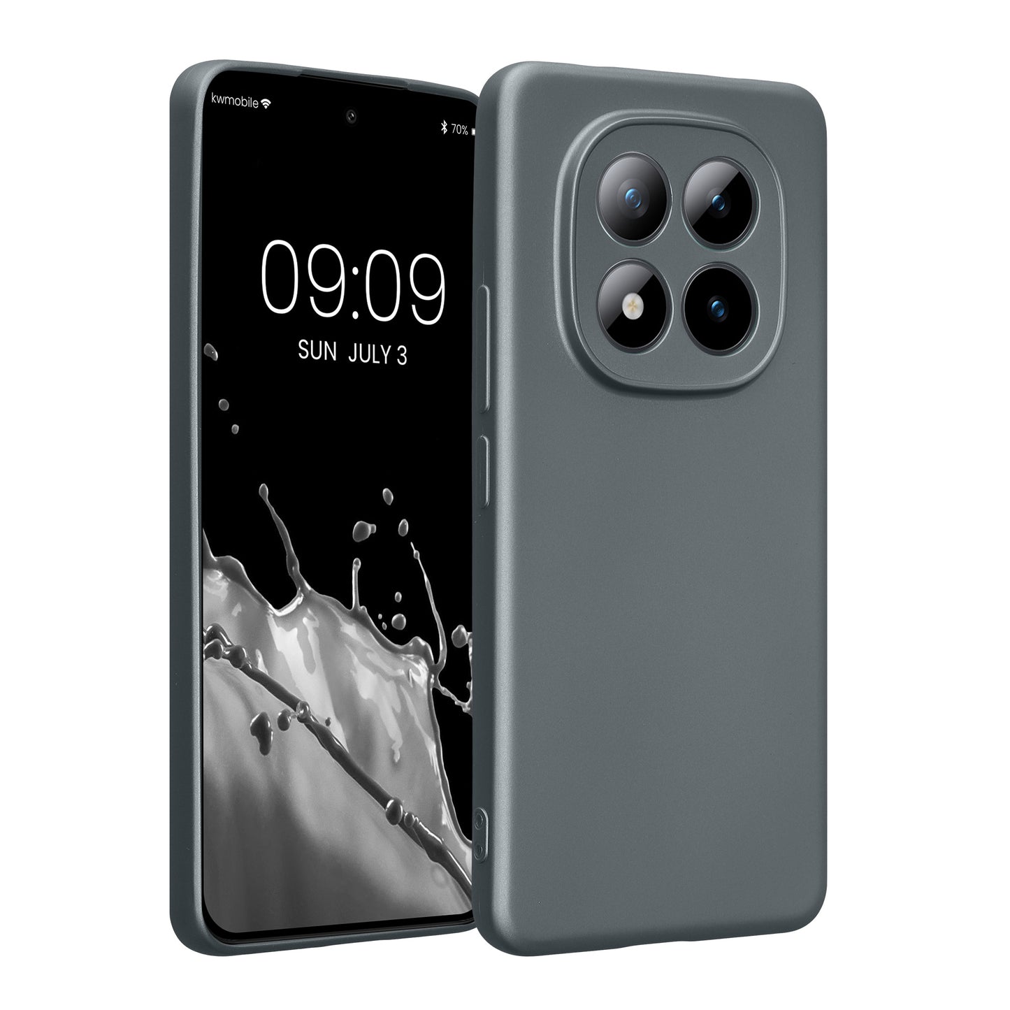 kwmobile Handyhülle für Xiaomi Redmi Note 15 Pro 4G Hülle - weiche Silikon Case metallisch schimmernd - Schutzhülle Cover - Metallic Grau Metallic Grau  