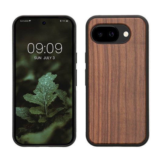 kwmobile Handyhülle für Google Pixel 10a Hülle Holz - Case mit TPU Bumper - Stoßfestes Hardcase - Schutzhülle Cover in Dunkelbraun Dunkelbraun  [dsg01]