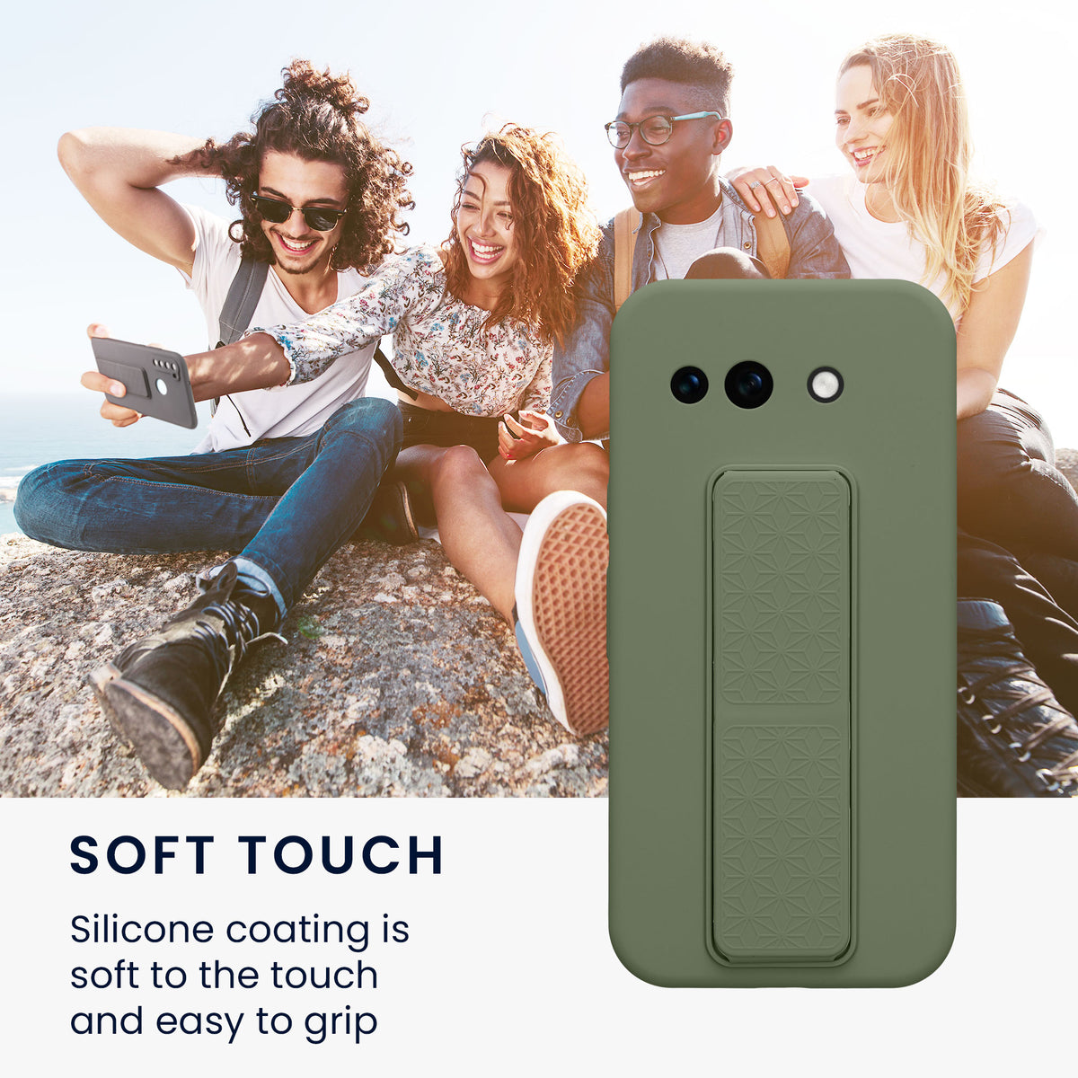 Google Pixel 10a Silikon Handyhülle mit Fingerhalter mit Ständer KWM0000215A002C