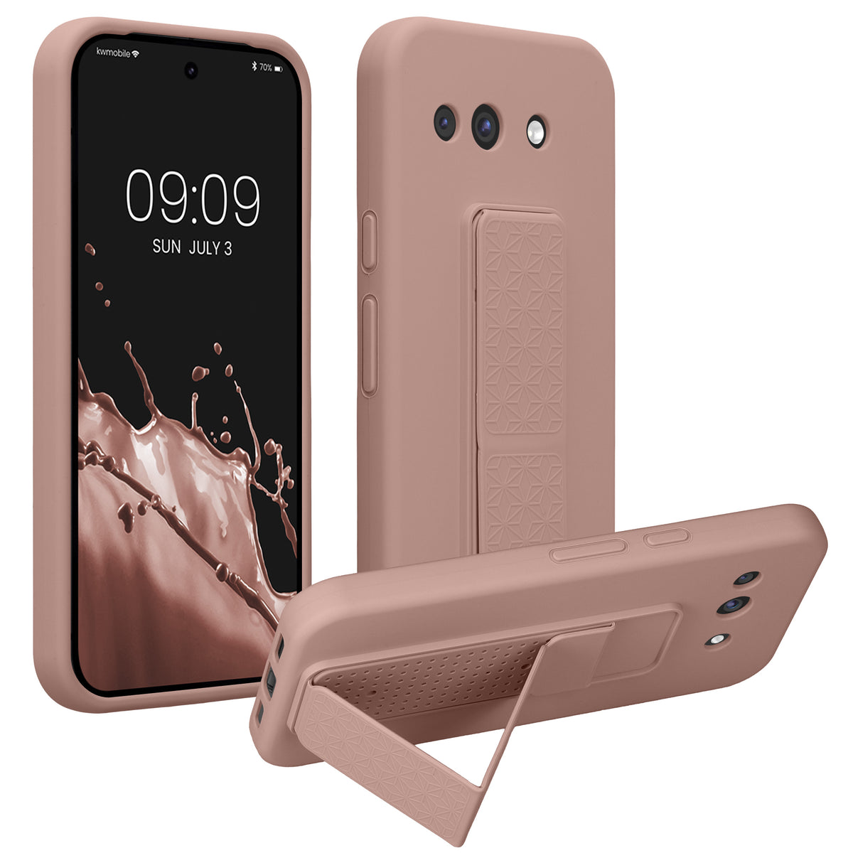 Google Pixel 10a Silikon Handyhülle mit Fingerhalter mit Ständer Altrosa