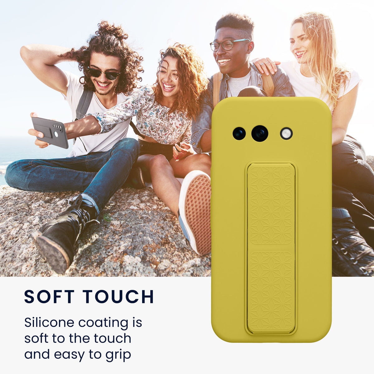 Google Pixel 10a Silikon Handyhülle mit Fingerhalter mit Ständer KWM0000215A007C