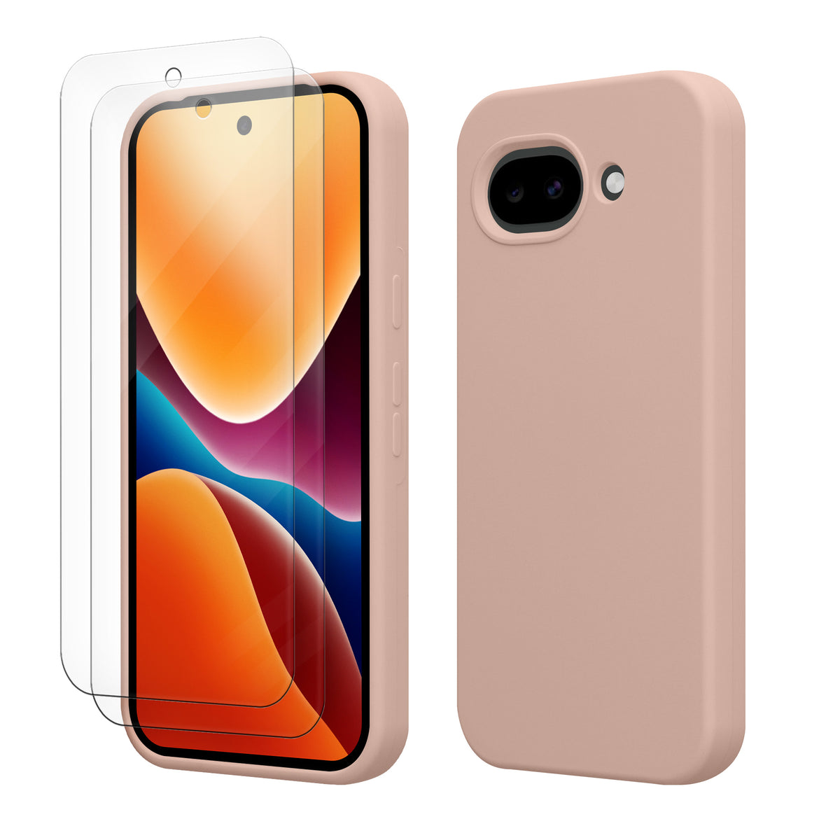 Google Pixel 10a Silikon Handyhülle + 2x Schutzglas Altrosa matt