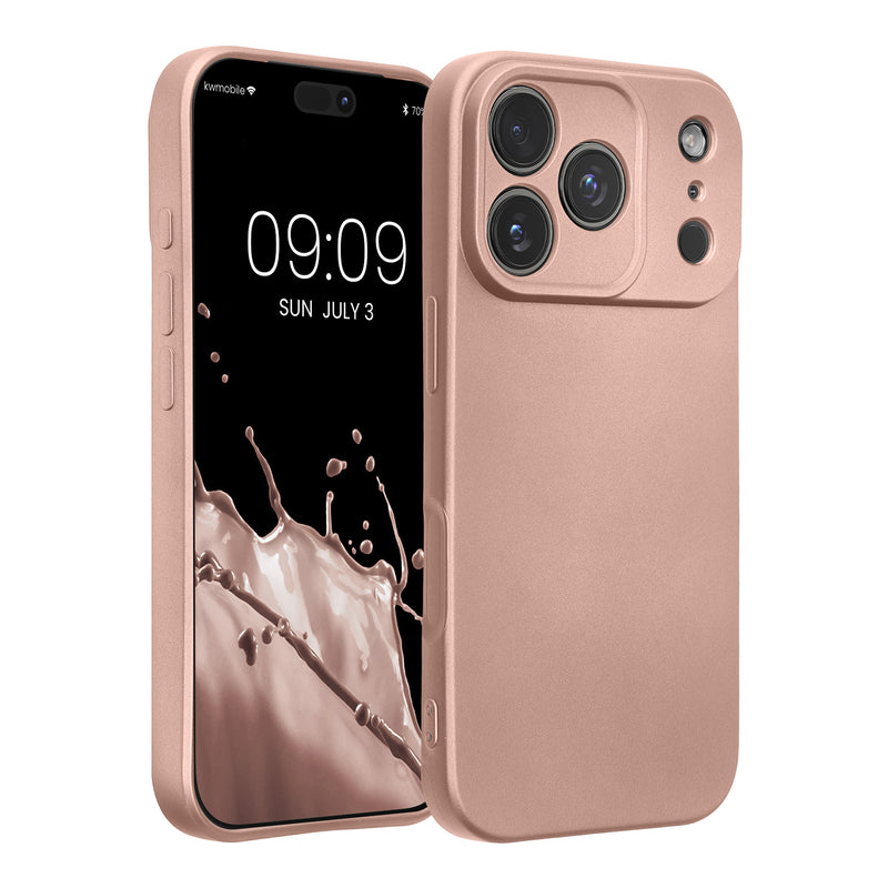 iPhone 18 Pro / iPhone 17 Pro Silikon Handyhülle metallisch Metallic Rosegold