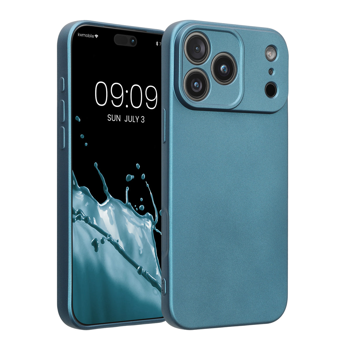 iPhone 18 Pro Max / iPhone 17 Pro Max Silikon Handyhülle metallisch Metallic Karibikblau