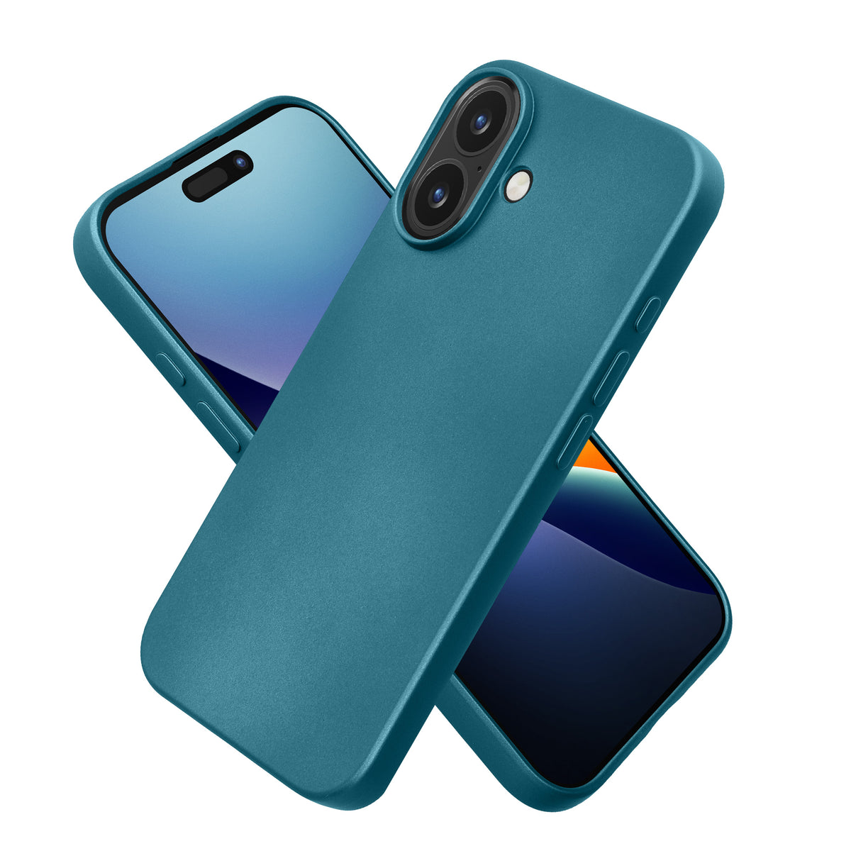iPhone 16 Silikon Handyhülle metallisch Metallic Karibikblau