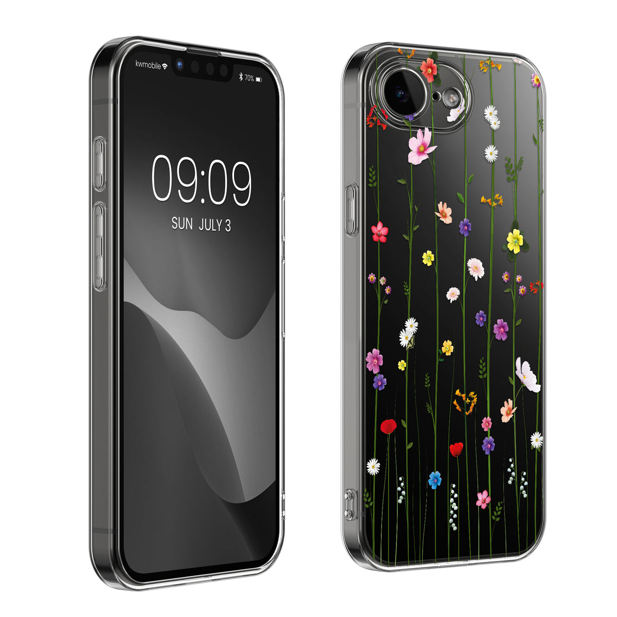 iPhone 17e / iPhone 16e Silikon Handyhülle Crystal + Schutzglas Mehrfarbig