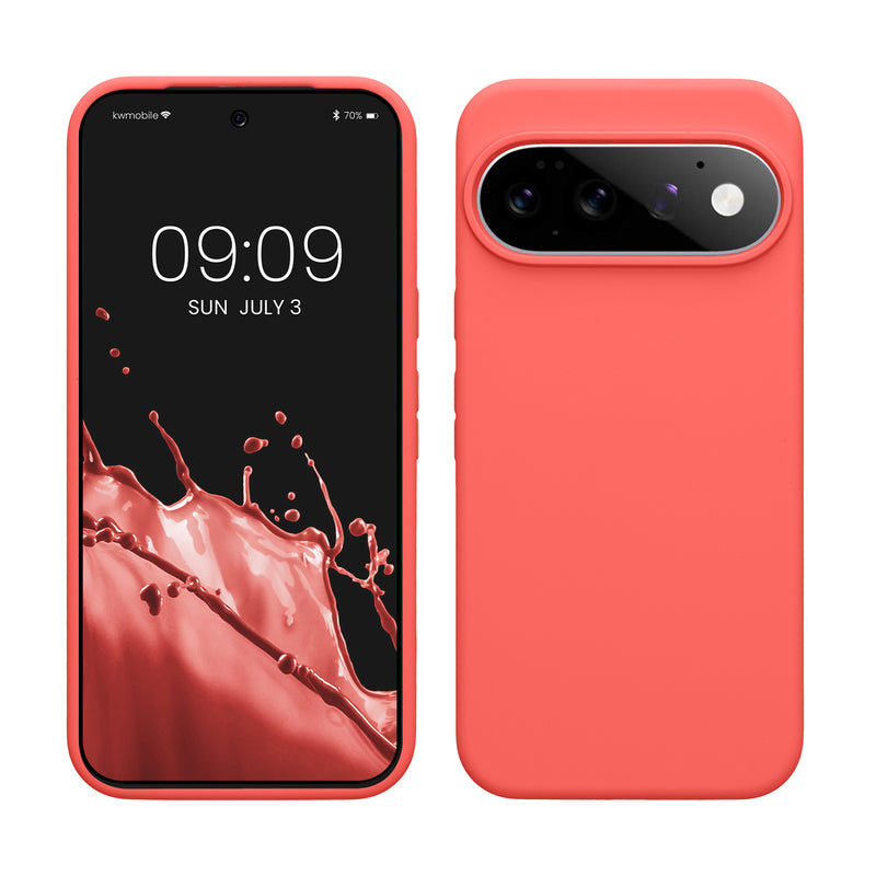 kwmobile Handyhülle für Google Pixel 11 Pro XL Hülle - Case Silikon - Kabelloses Laden - Schutzhülle Cover in Neon Koralle
