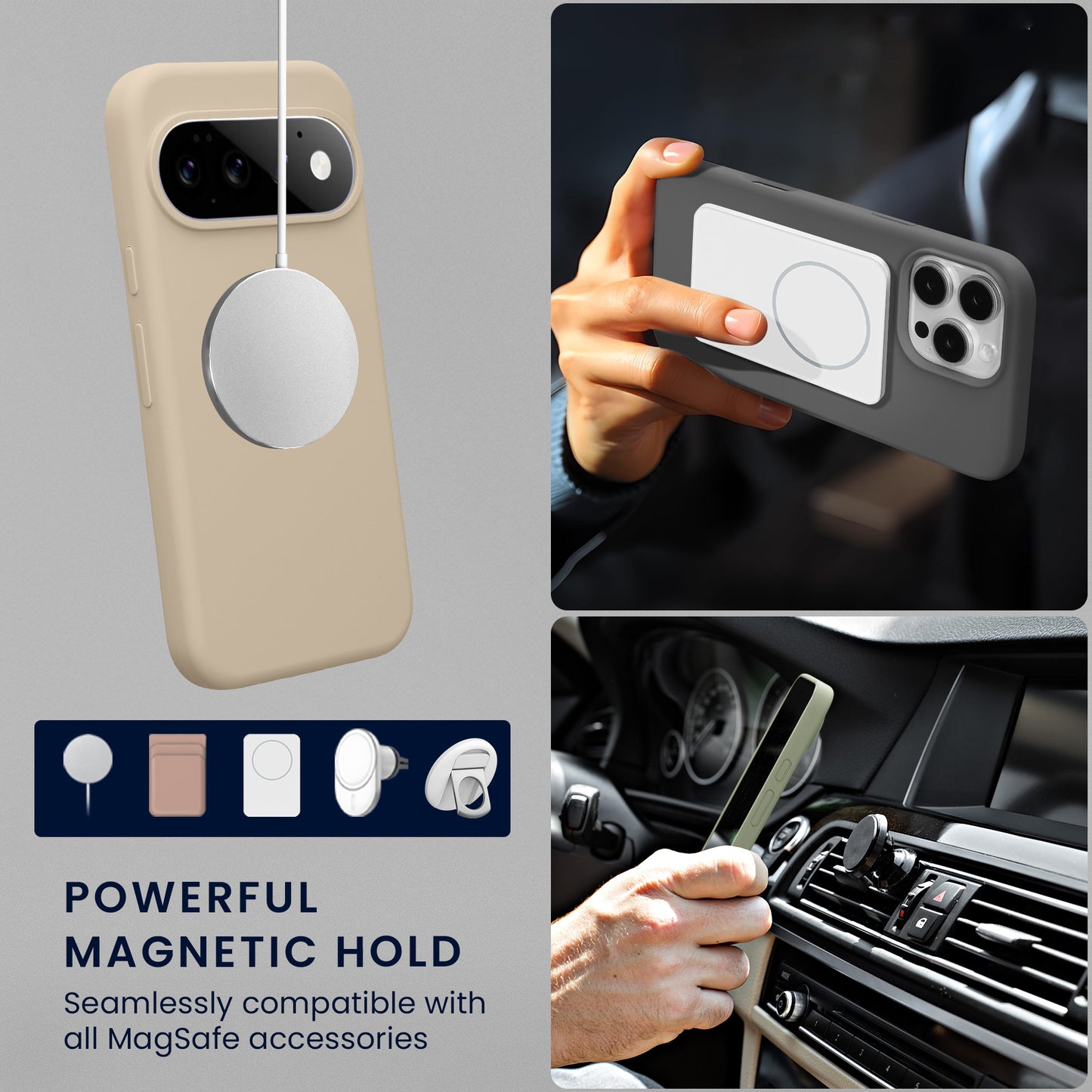kwmobile Hülle kompatibel mit Google Pixel 11 / Pixel 11 Pro Hülle - magnetisches Silikon Case kompatibel mit MagSafe - Cover gummiert Creme matt Creme matt