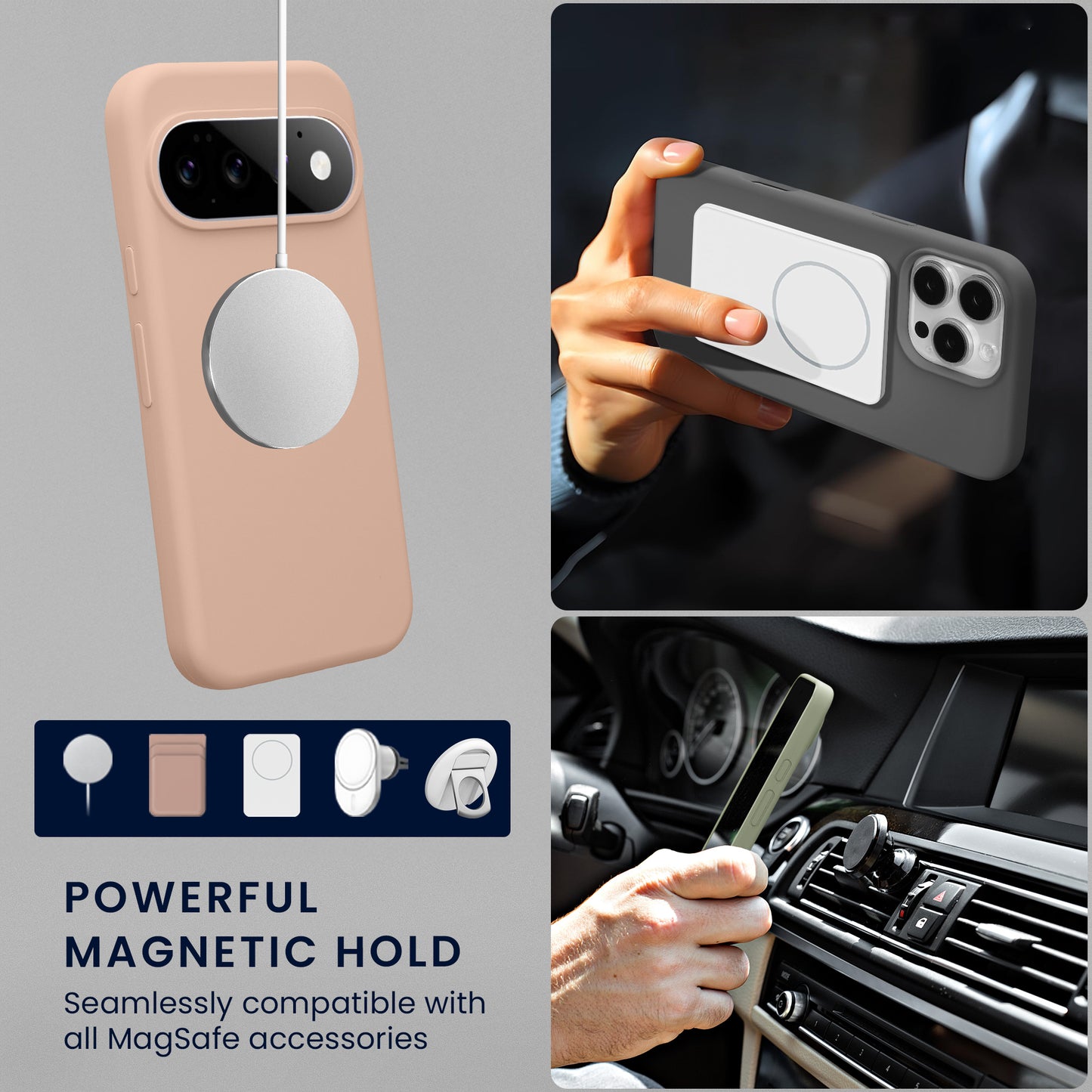 kwmobile Hülle kompatibel mit Google Pixel 11 / Pixel 11 Pro Hülle - magnetisches Silikon Case kompatibel mit MagSafe - Cover gummiert Altrosa Altrosa