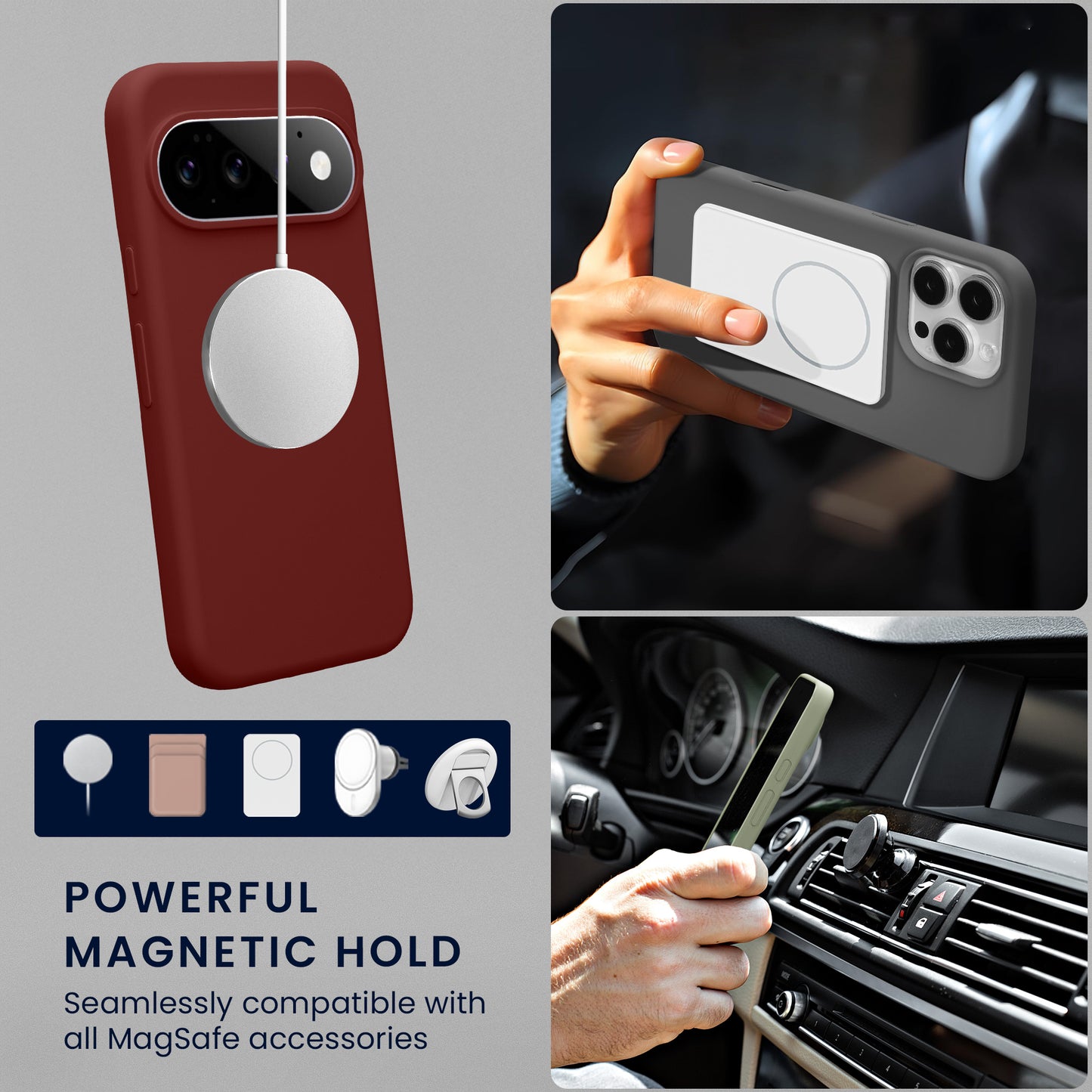 kwmobile Hülle kompatibel mit Google Pixel 11 / Pixel 11 Pro Hülle - magnetisches Silikon Case kompatibel mit MagSafe - Cover gummiert Tawny Red Tawny Red