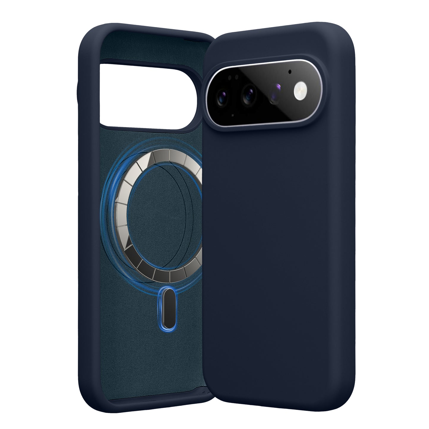 kwmobile Hülle kompatibel mit Google Pixel 11 / Pixel 11 Pro Hülle - magnetisches Silikon Case kompatibel mit MagSafe - Cover gummiert Marineblau Marineblau