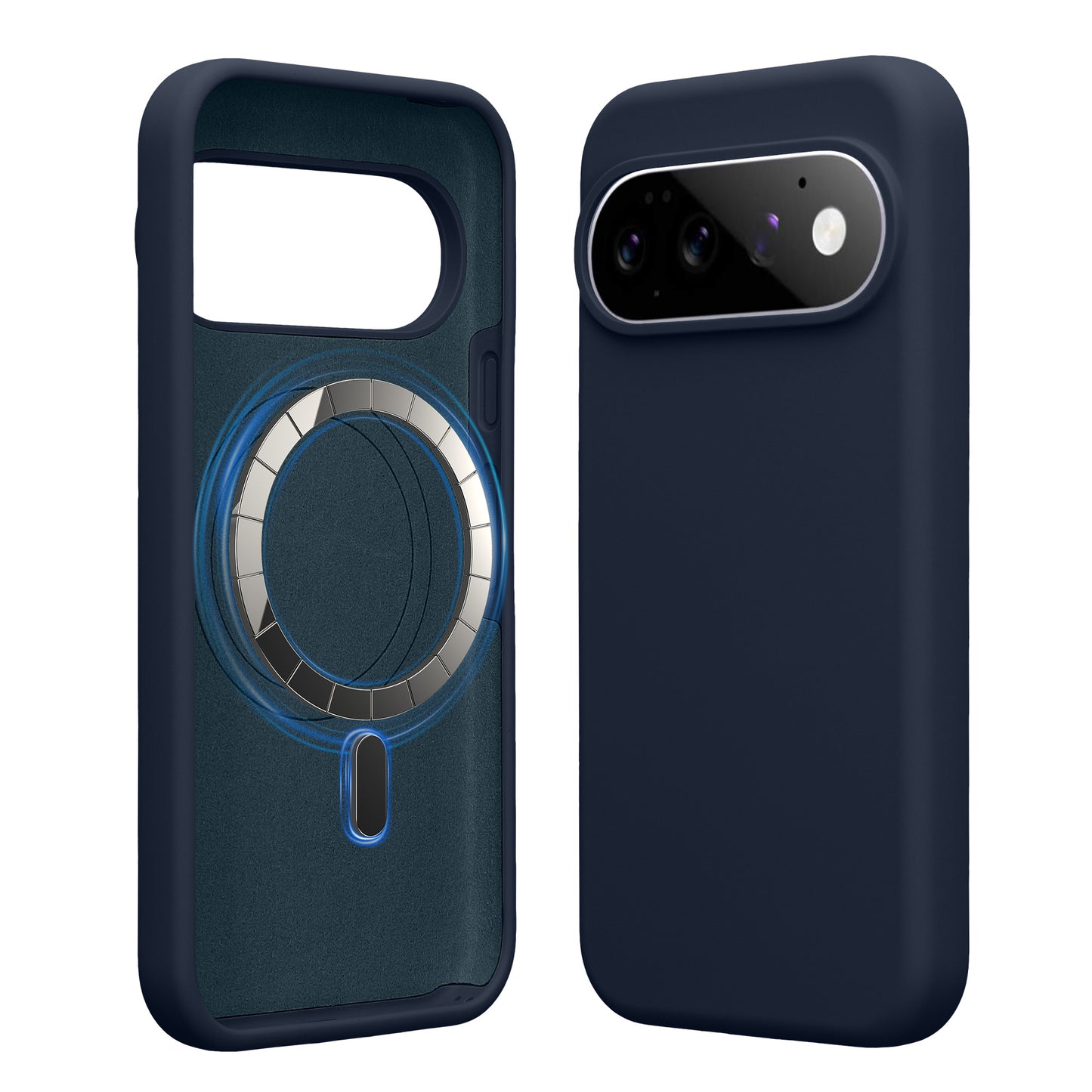 kwmobile Hülle kompatibel mit Google Pixel 11 / Pixel 11 Pro Hülle - magnetisches Silikon Case kompatibel mit MagSafe - Cover gummiert Marineblau Marineblau