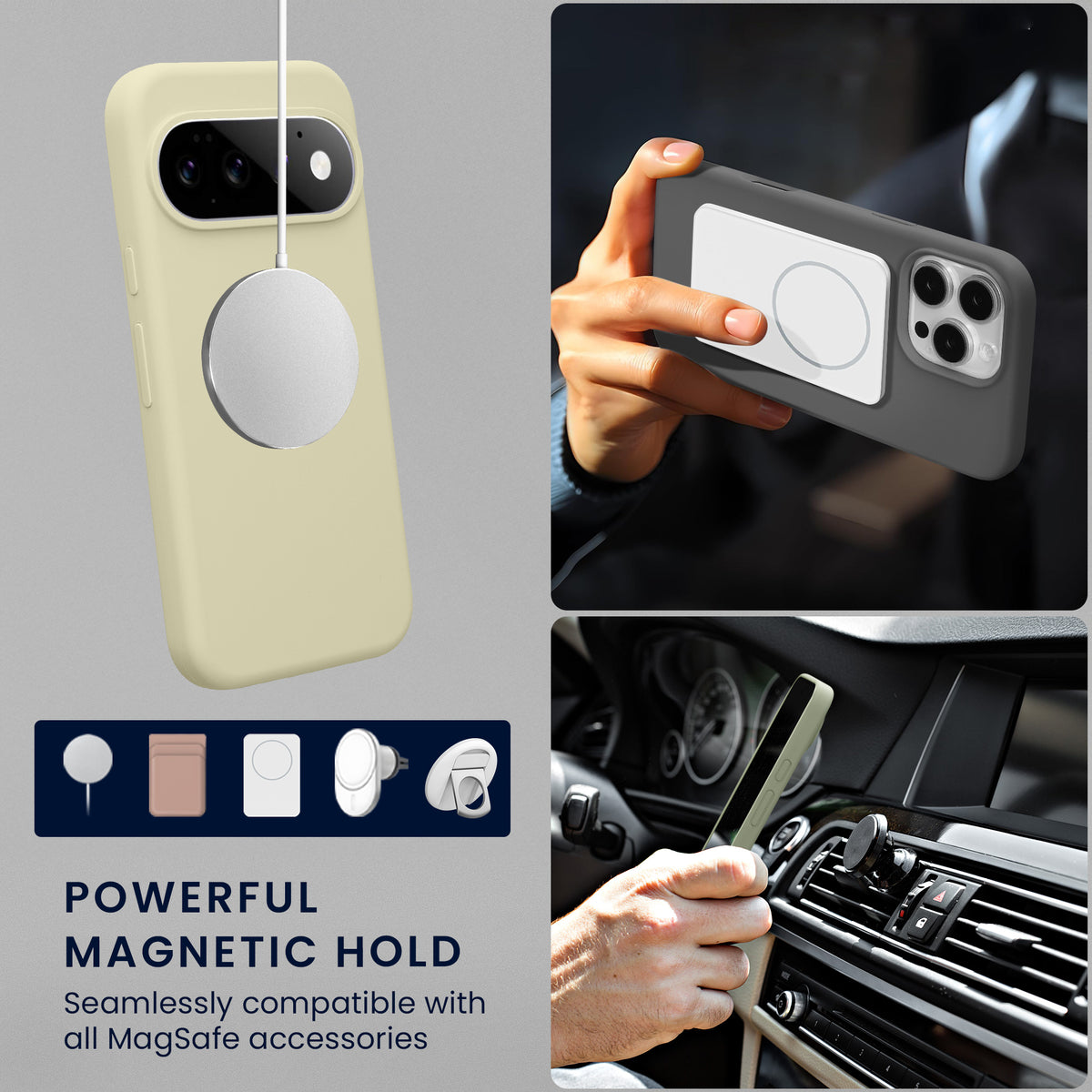 kwmobile Hülle kompatibel mit Google Pixel 11 / Pixel 11 Pro Hülle - magnetisches Silikon Case kompatibel mit MagSafe - Cover gummiert Pistaziengrün Pistaziengrün