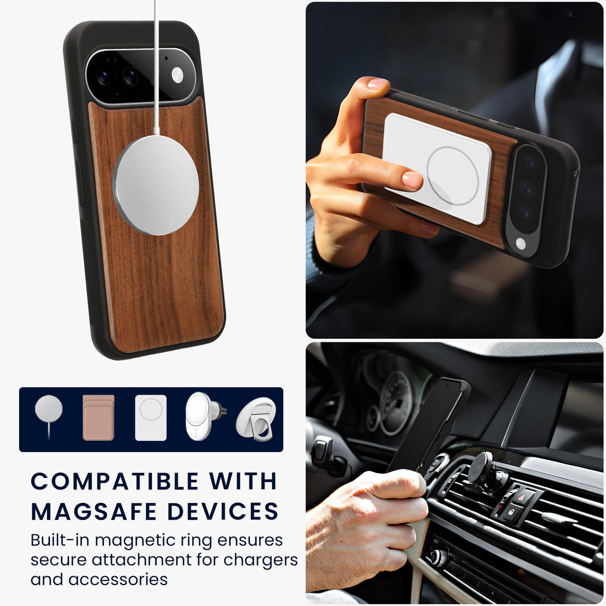 Google Pixel 11 Pro XL Holz Handyhülle mit MagSafe Dunkelbraun KWM0000218E001C