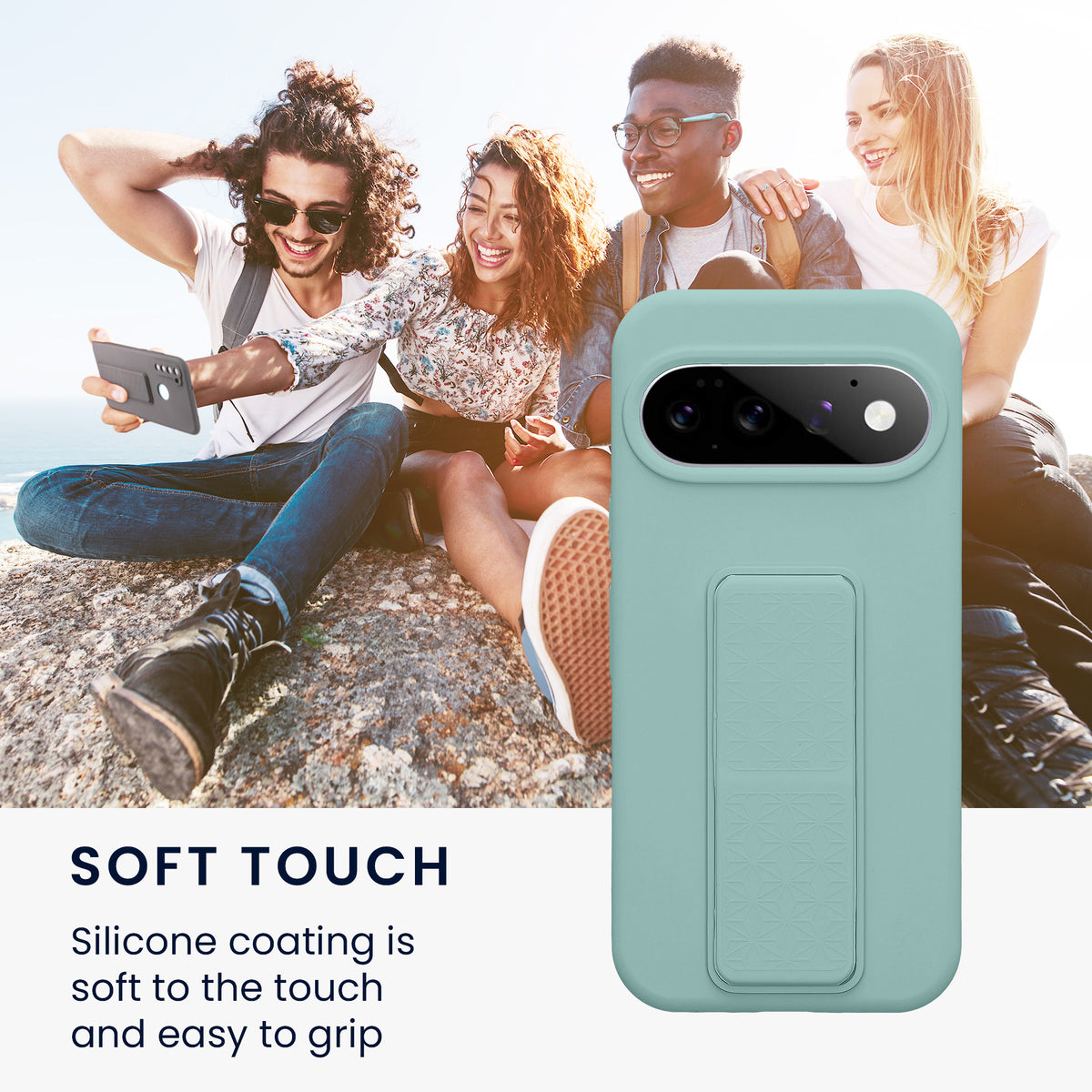 Google Pixel 11 Silikon Handyhülle mit Fingerhalter mit Ständer KWM0000218F004C