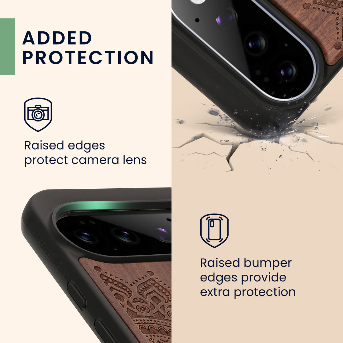 kwmobile Handyhülle für Google Pixel 11 Pro Hülle Holz - Case mit TPU Bumper - Stoßfestes Hardcase - Schutzhülle Cover in Dunkelbraun Dunkelbraun Mandala