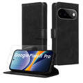kwmobile Kunstleder Handyhülle kompatibel mit Google Pixel 11 Pro Hülle - Brieftaschen Schutzhülle aus PU-Leder mit Displayschutz und RFID-Schutz - Schwarz Schwarz