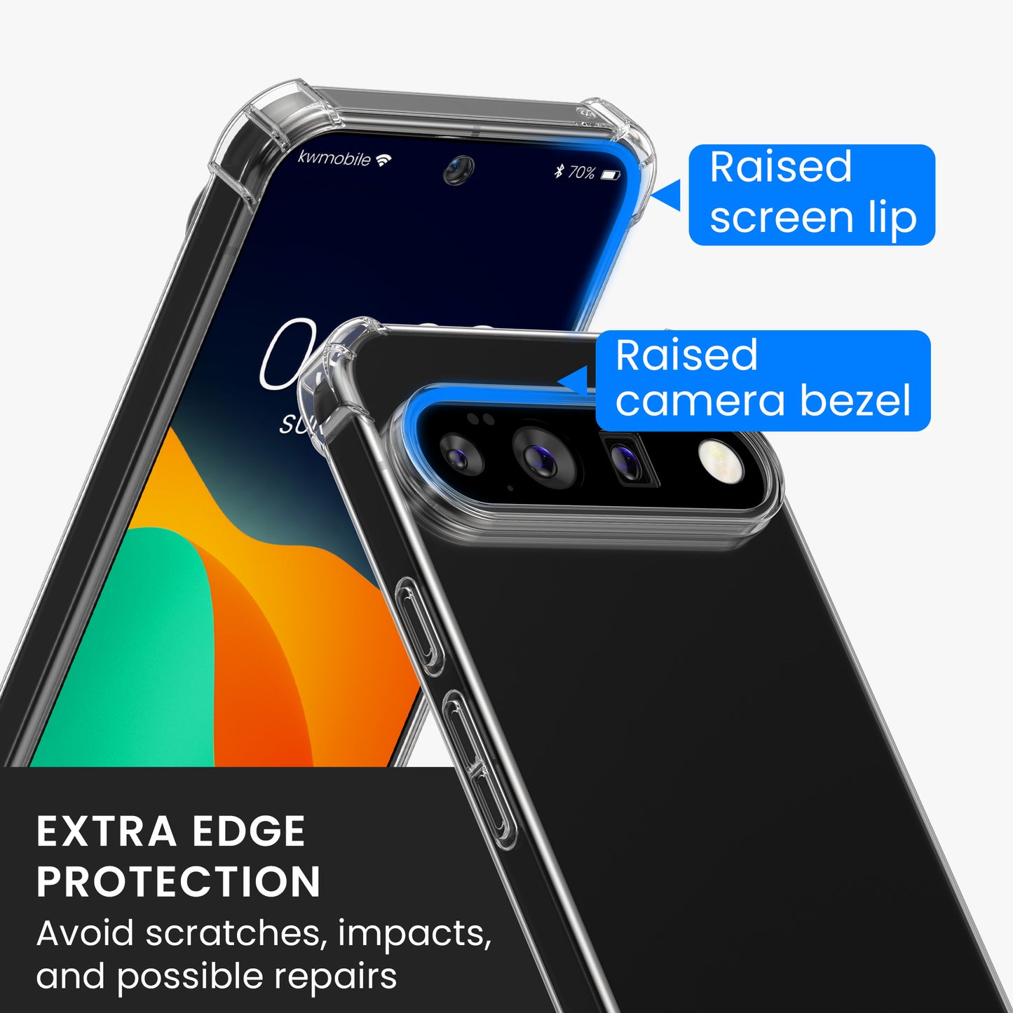 kwmobile Hülle kompatibel mit Google Pixel 11 Pro Case - Handyhülle mit 2x Glas Schutz Folie - TPU Cover Handyhülle in Transparent Transparent