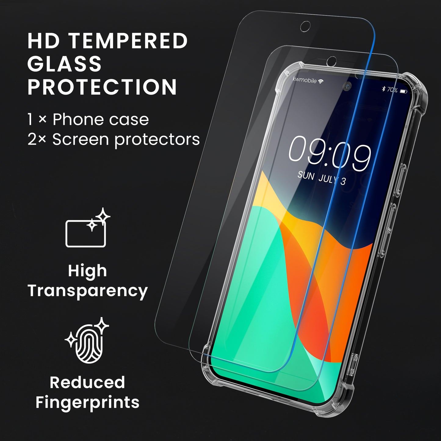 kwmobile Hülle kompatibel mit Google Pixel 11 Pro Case - Handyhülle mit 2x Glas Schutz Folie - TPU Cover Handyhülle in Transparent Transparent