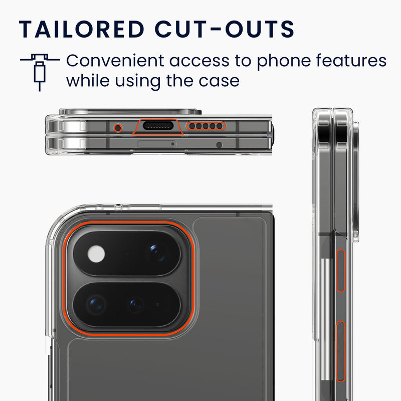 kwmobile Hülle kompatibel mit Google Pixel 11 Pro Fold Case - Faltbare Handyhülle mit Rahmen - Robustes Cover in Transparent Transparent