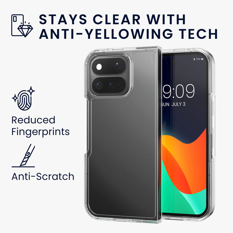 kwmobile Hülle kompatibel mit Google Pixel 11 Pro Fold Case - Faltbare Handyhülle mit Rahmen - Robustes Cover in Transparent Transparent