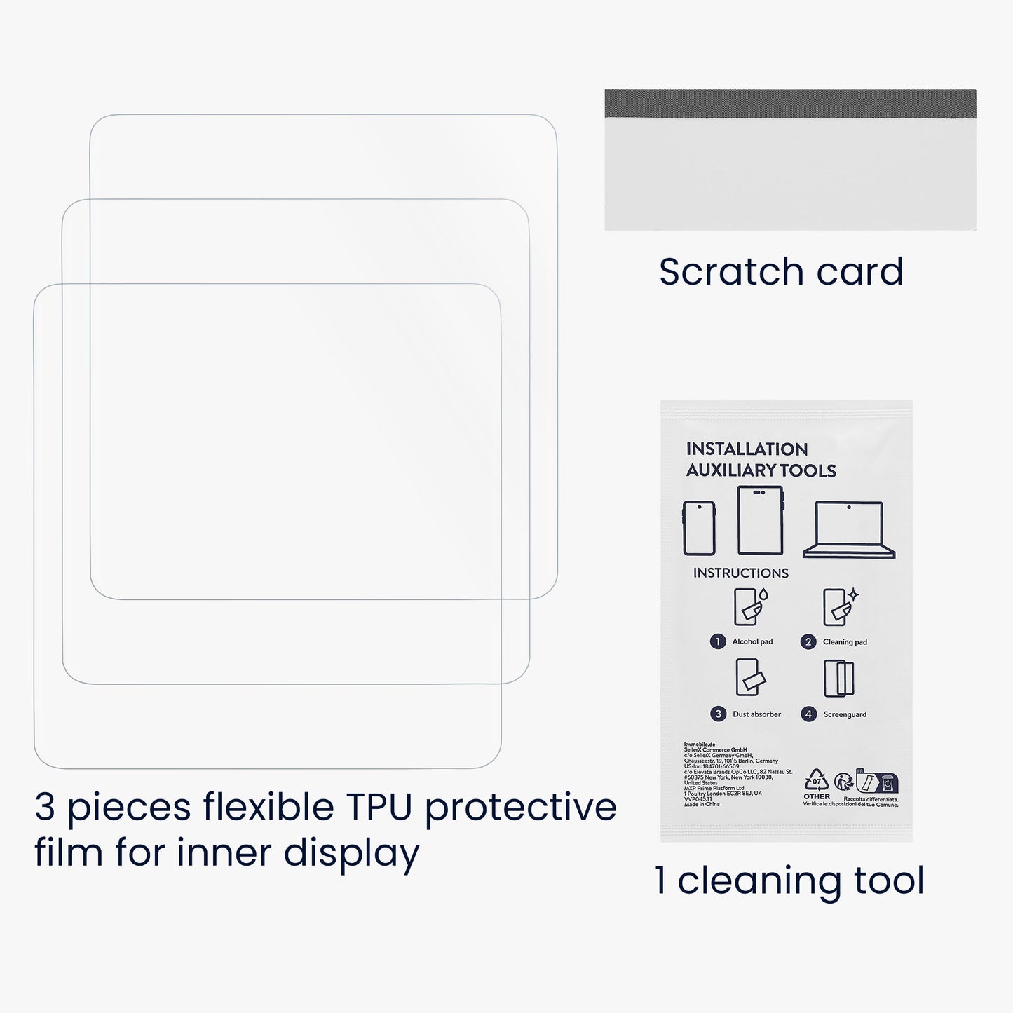 kwmobile 3x Displayschutzfolie kompatibel mit Google Pixel 11 Pro Fold Folie - klare Schutzfolien Set in transparent Transparent