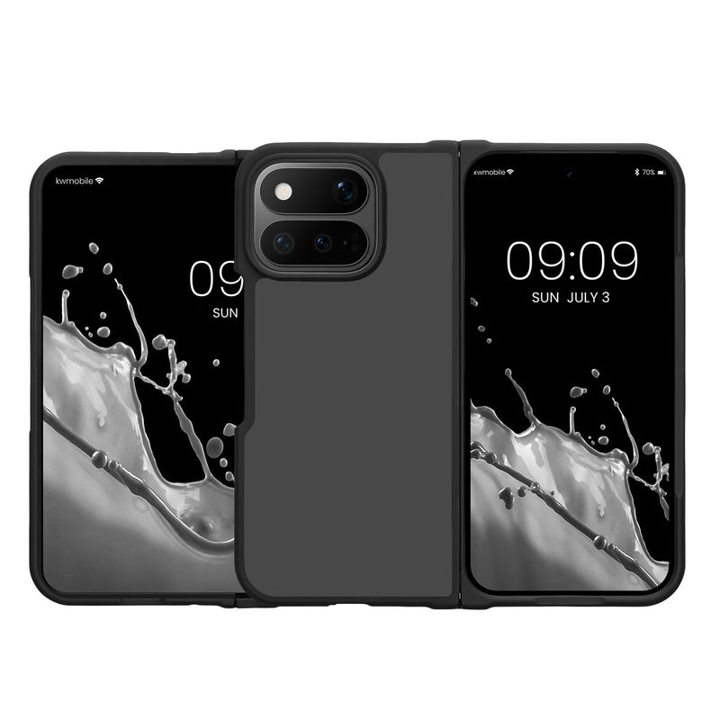 kwmobile Bumper Hülle kompatibel mit Google Pixel 11 Pro Fold - Kunststoff Schutzhülle mit TPU Silikon Bumper Schwarz Matt Transparent Schwarz