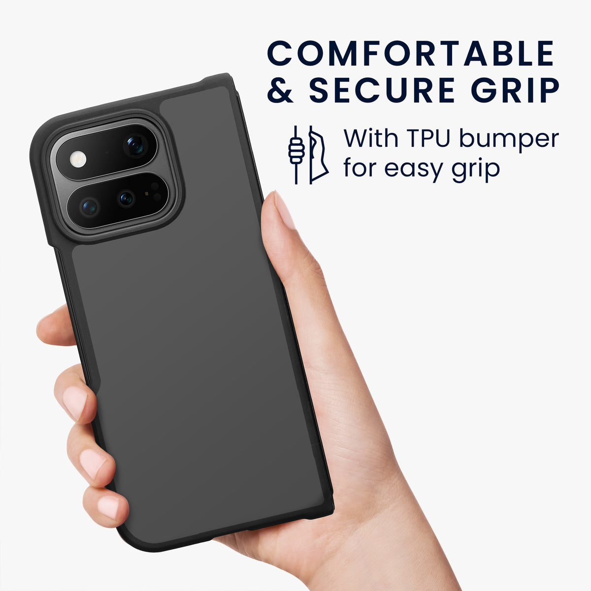 kwmobile Bumper Hülle kompatibel mit Google Pixel 11 Pro Fold - Kunststoff Schutzhülle mit TPU Silikon Bumper Schwarz Matt Transparent Schwarz