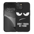 kwmobile Hülle kompatibel mit Apple iPhone 15 - Handyhülle Silikon Case - Don't touch my Phone Weiß Schwarz Weiß  [dsg01]
