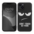 kwmobile Hülle kompatibel mit Apple iPhone 14 - Handyhülle Silikon Case - Don't touch my Phone Weiß Schwarz Weiß  [dsg01]