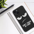 kwmobile Hülle kompatibel mit Apple iPhone 14 - Handyhülle Silikon Case - Don't touch my Phone Weiß Schwarz Weiß  [dsg01]