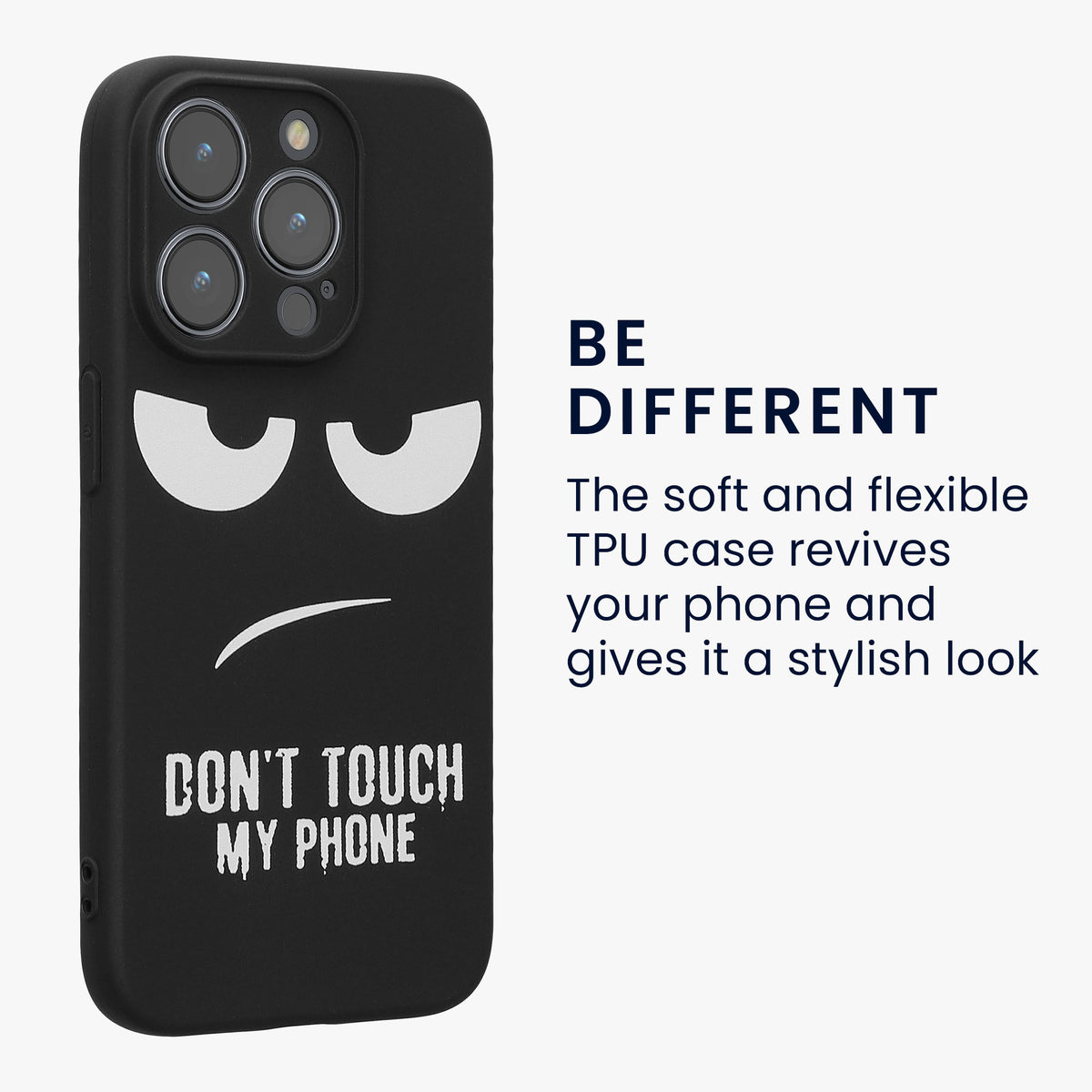 kwmobile Hülle kompatibel mit Apple iPhone 15 Pro - Handyhülle Silikon Case - Don't touch my Phone Weiß Schwarz Weiß