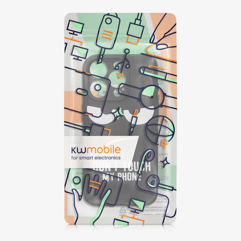 kwmobile Hülle kompatibel mit Apple iPhone 15 Pro - Handyhülle Silikon Case - Don't touch my Phone Weiß Schwarz Weiß