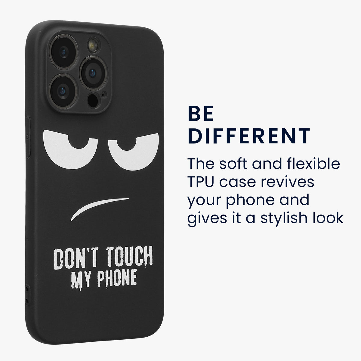 kwmobile Hülle kompatibel mit Apple iPhone 13 Pro - Handyhülle Silikon Case - Don't touch my Phone Weiß Schwarz Weiß  [dsg01]