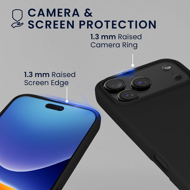 kwmobile Handyhülle mit 2x Displayschutzfolien kompatibel mit Apple iPhone 17 Pro Max Hülle - Screen Protector aus gehärtetem Glas - kabelloses Laden - Schwarz Schwarz