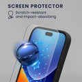 kwmobile Handyhülle mit 2x Displayschutzfolien kompatibel mit Apple iPhone 17 Pro Max Hülle - Screen Protector aus gehärtetem Glas - kabelloses Laden - Schwarz Schwarz