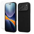 kwmobile Handyhülle mit 2x Displayschutzfolien kompatibel mit Apple iPhone 17 Pro Max Hülle - Screen Protector aus gehärtetem Glas - kabelloses Laden - Schwarz Schwarz