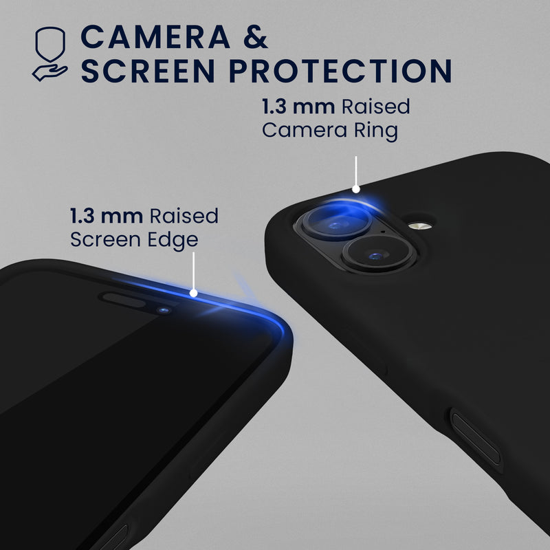 kwmobile Handyhülle mit 2x Displayschutzfolien kompatibel mit Apple iPhone 16 Hülle - Screen Protector aus gehärtetem Glas - kabelloses Laden - Schwarz Schwarz